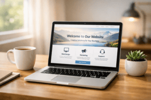 WordPress website on laptop