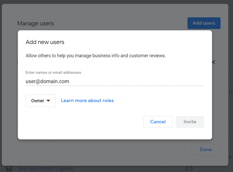 Google My Business Enter Details screen