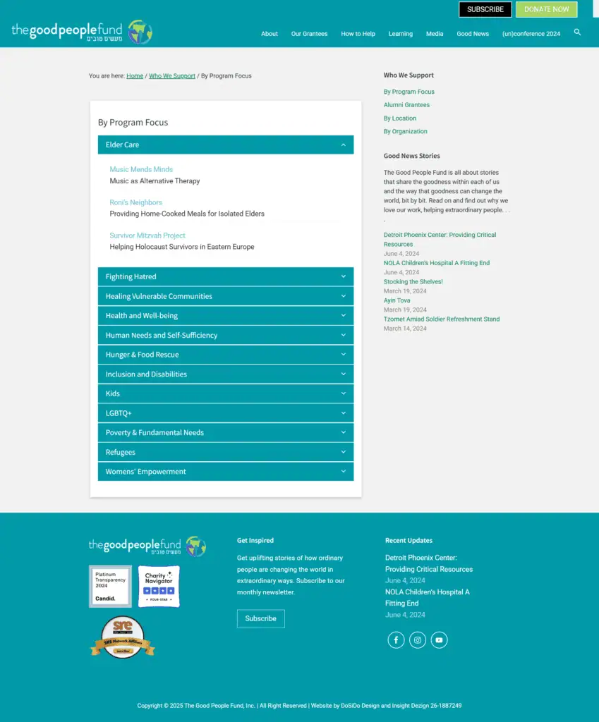 Grantee Accordion feature