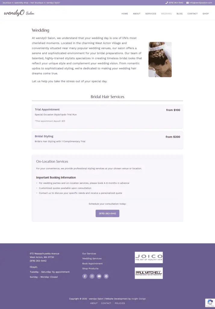 Services page example